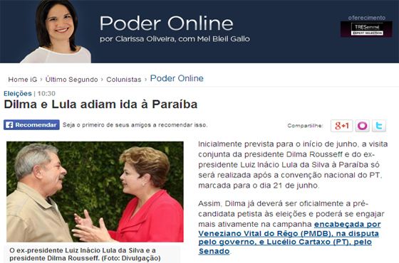 Poder Online vinda de Lula e Dilma