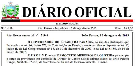 Diário Oficial oficial de demócrito