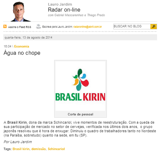 lauro Jardim kirin demite