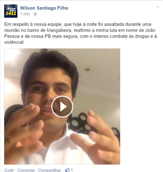 Wilson Filho no face assaltado