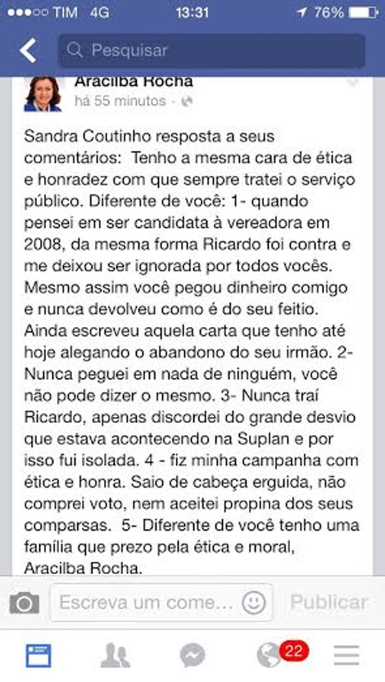 Aracilba detona irmão de RC