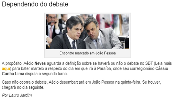 lauro Jardim vinda de Aécio segundo turno