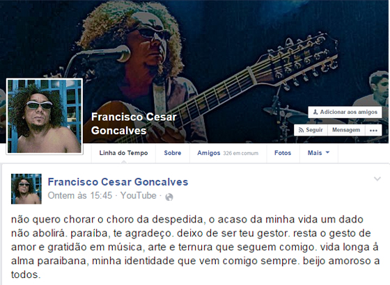 Chico César no face saindo