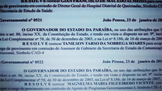 Governador nomeia parentes de deputados