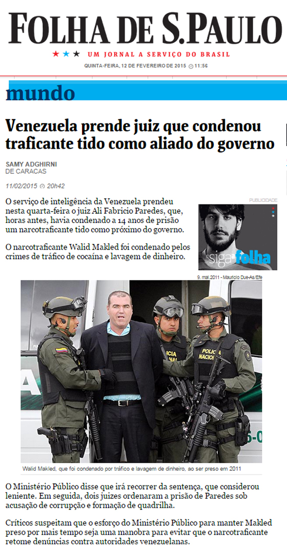 Juiz punido na Venezuela Folha