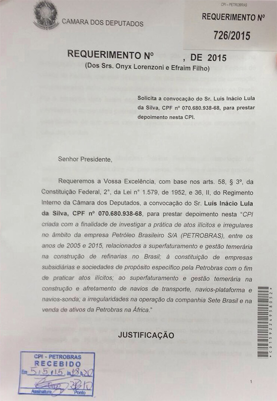 CPI da Petrobras convoca Lula