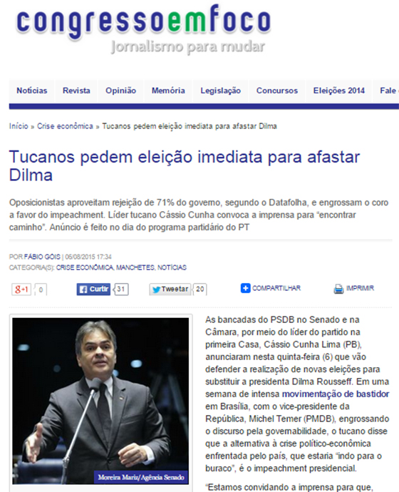 Cassio pede renuncia de Dilma Congresso em Foco