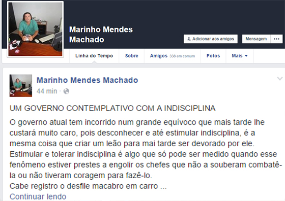 Marinho Mendes denuncia Estela