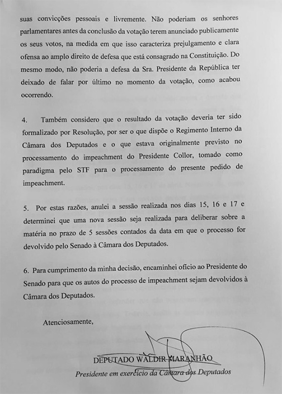 Deputado Waldir Maranhão decisão