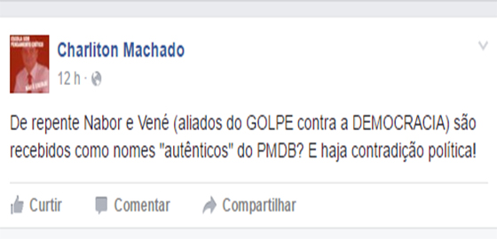 Charlinton ironiza RC por chamar V e Nabor de autênticos