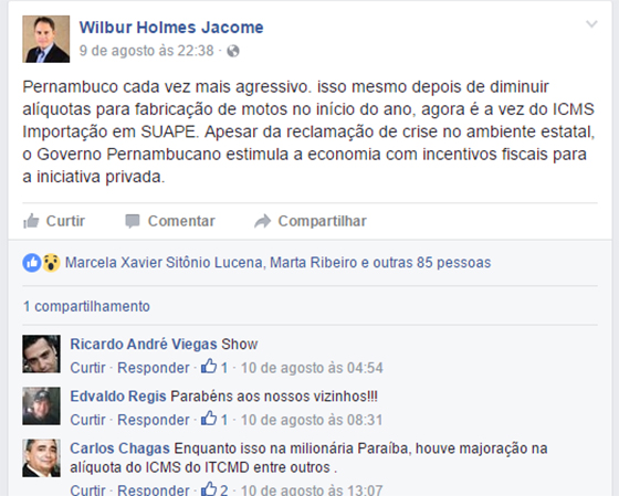 Wilbur no face defende pernambuco