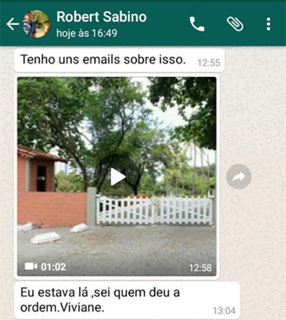 Robert dos Santos Sabino zap com caso Pâmela