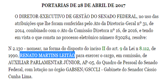 Cássio nomeia Renato Martins 10mai2017