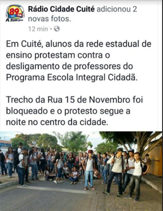 Escola de Cuité protesto