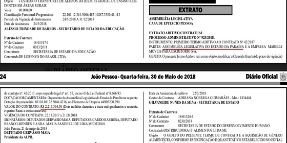 DOE contrato da Assembleia