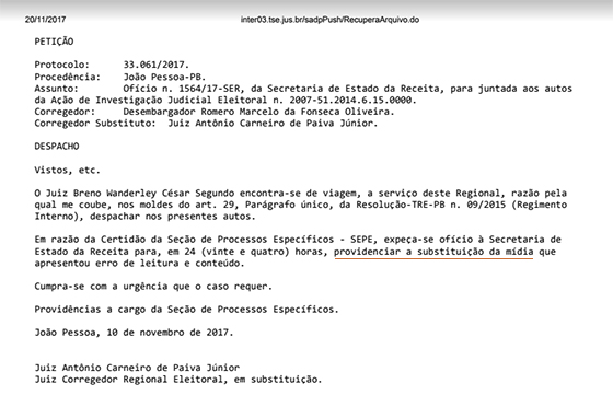 AIJE do Empreender TRE dá 24 horas a secretário